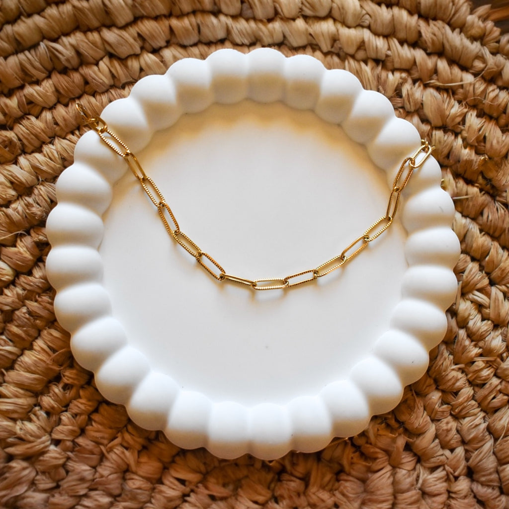 Chaîne Maillon Strié-Acier Inoxydable Doré