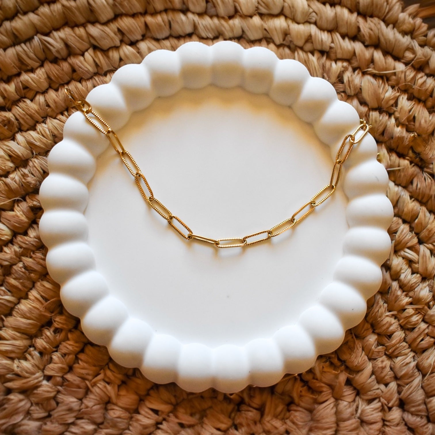 Chaîne Maillon Strié-Acier Inoxydable Doré