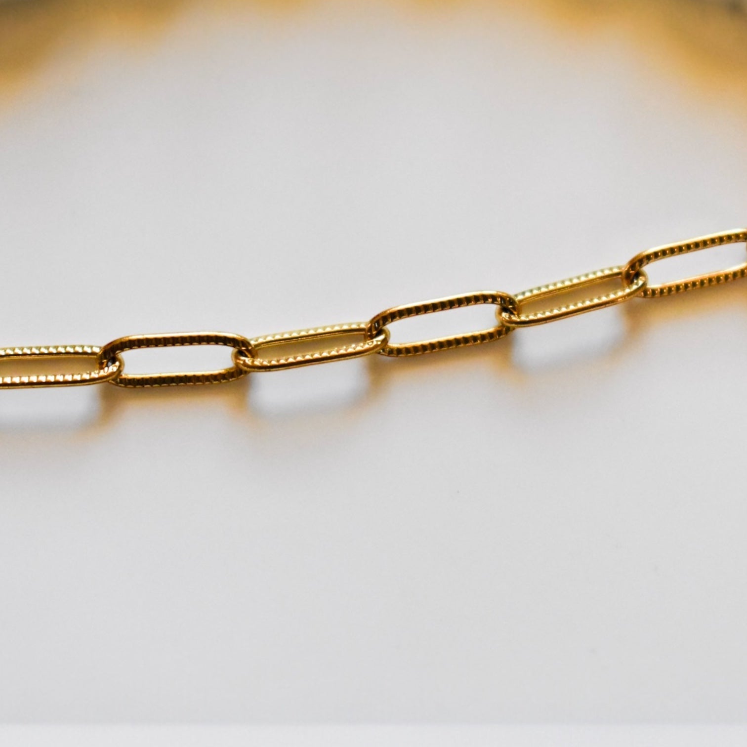 Chaîne Maillon Strié-Acier Inoxydable Doré