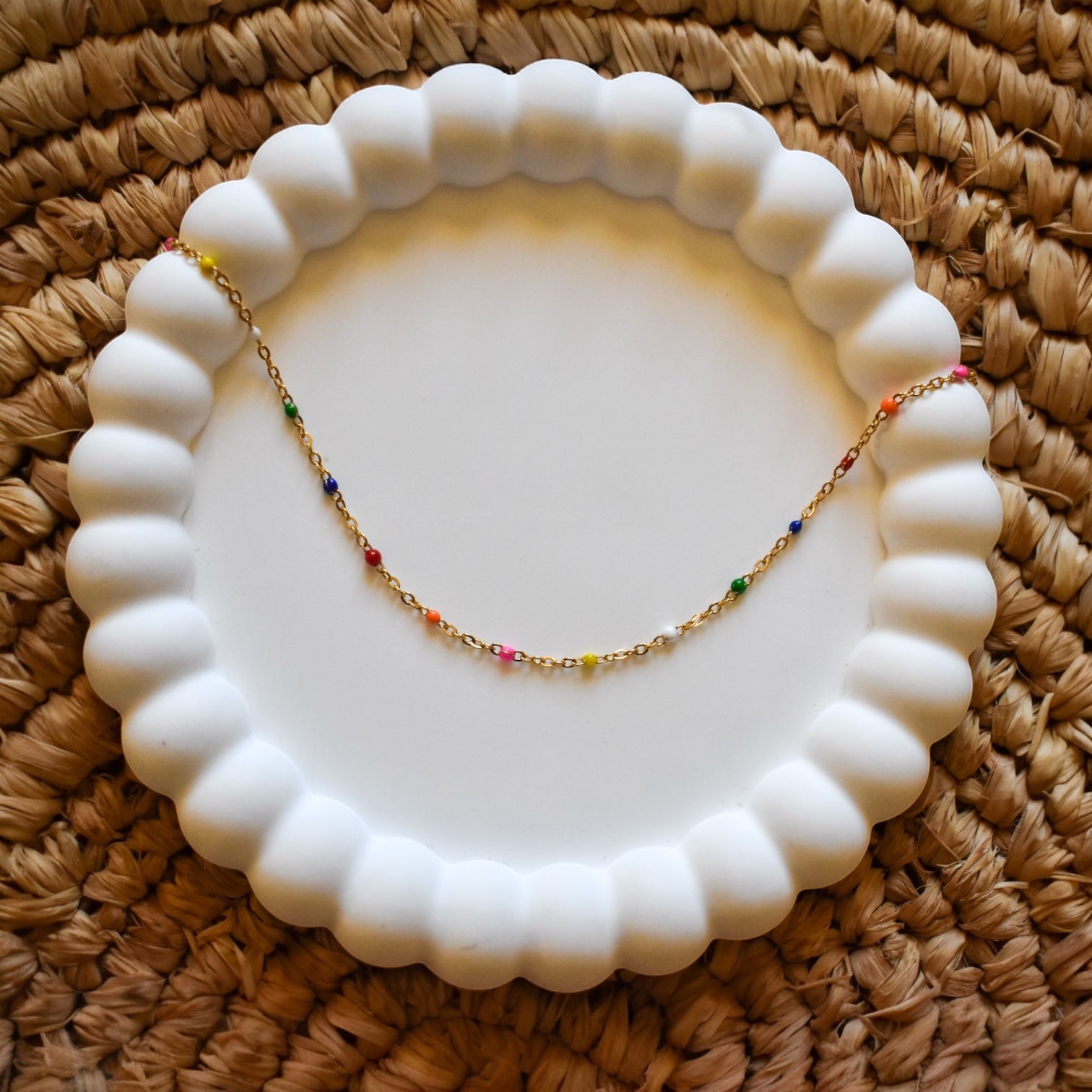 Chaîne perles multicolores- Acier inoxydable