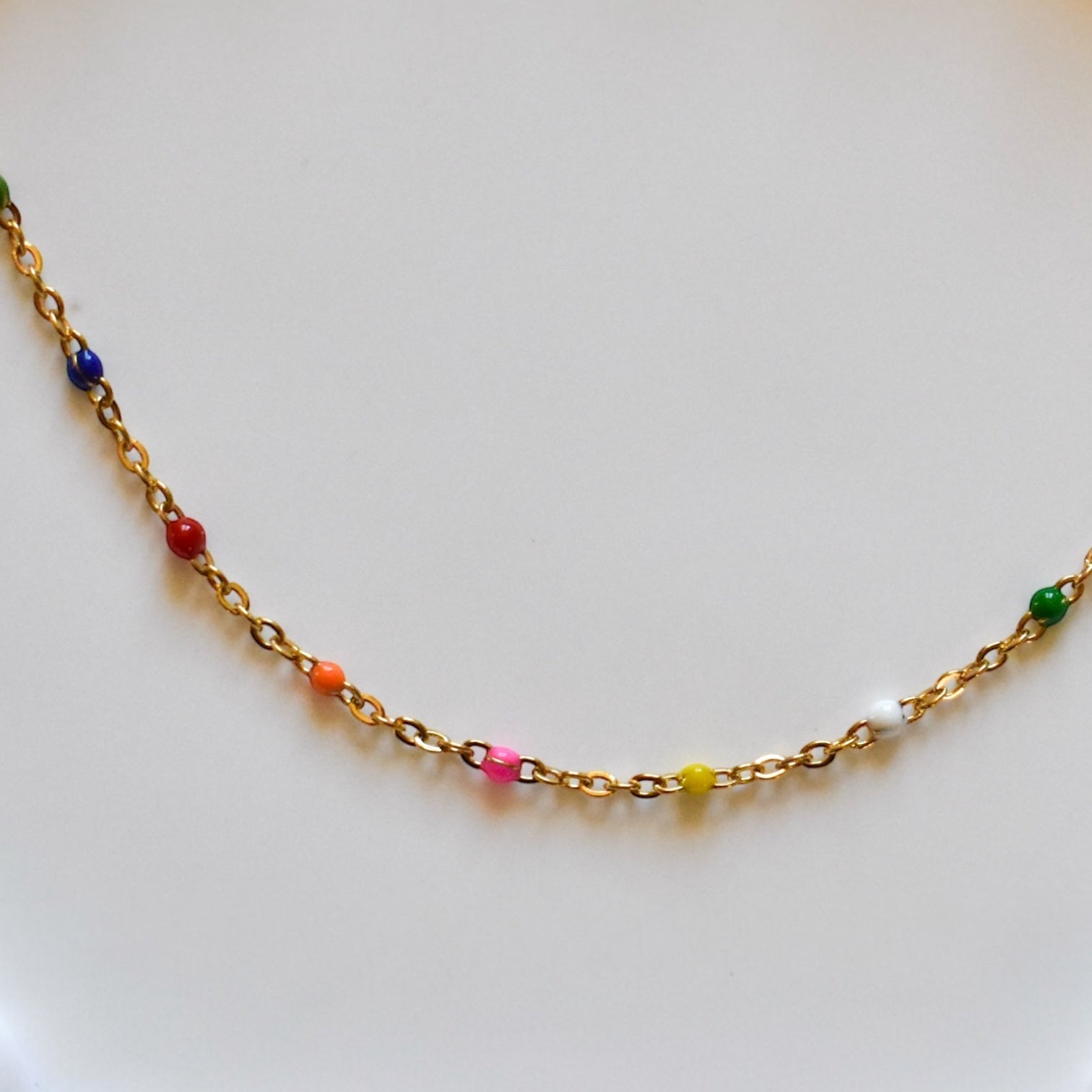 Chaîne perles multicolores- Acier inoxydable