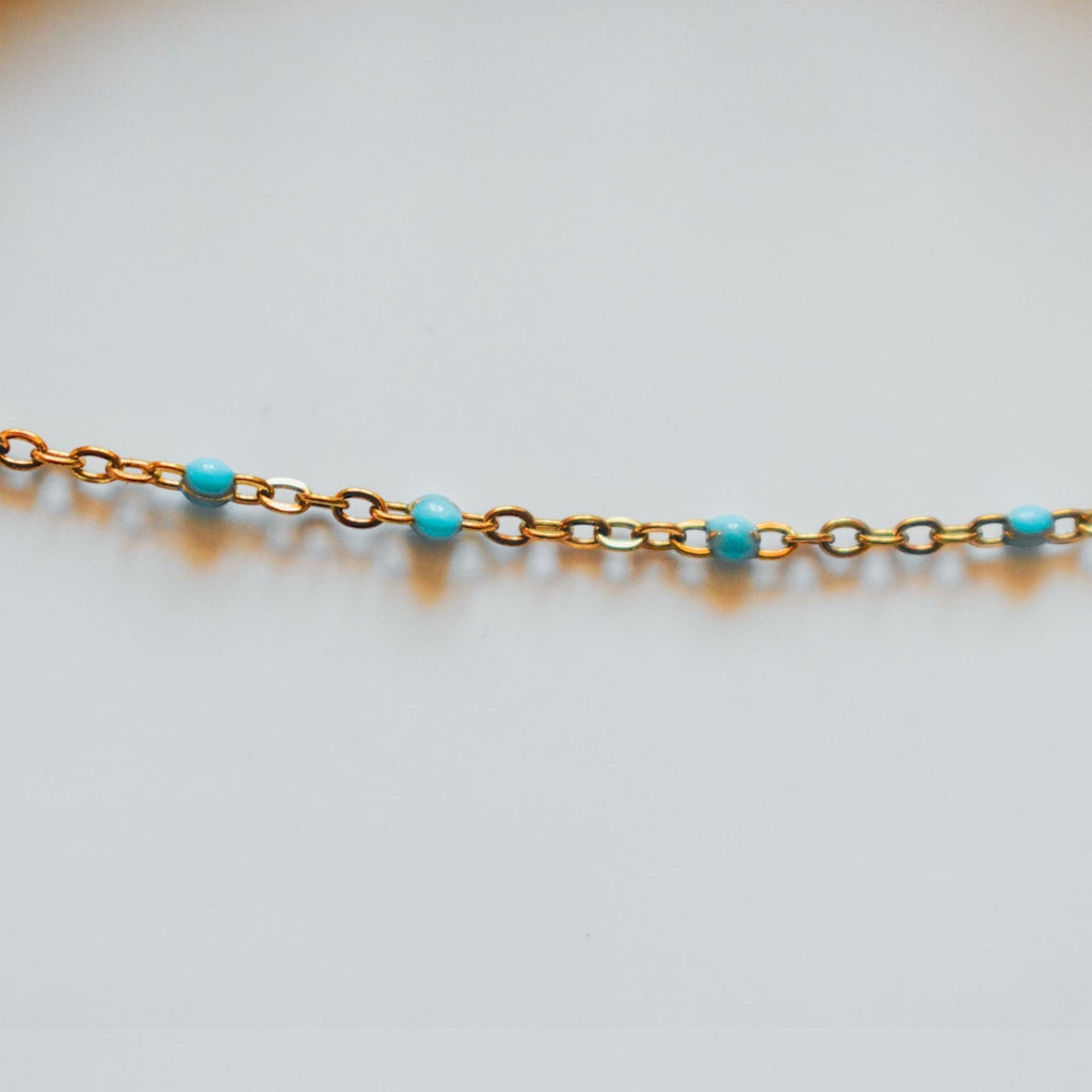 Chaîne perles bleues- Acier inoxydable