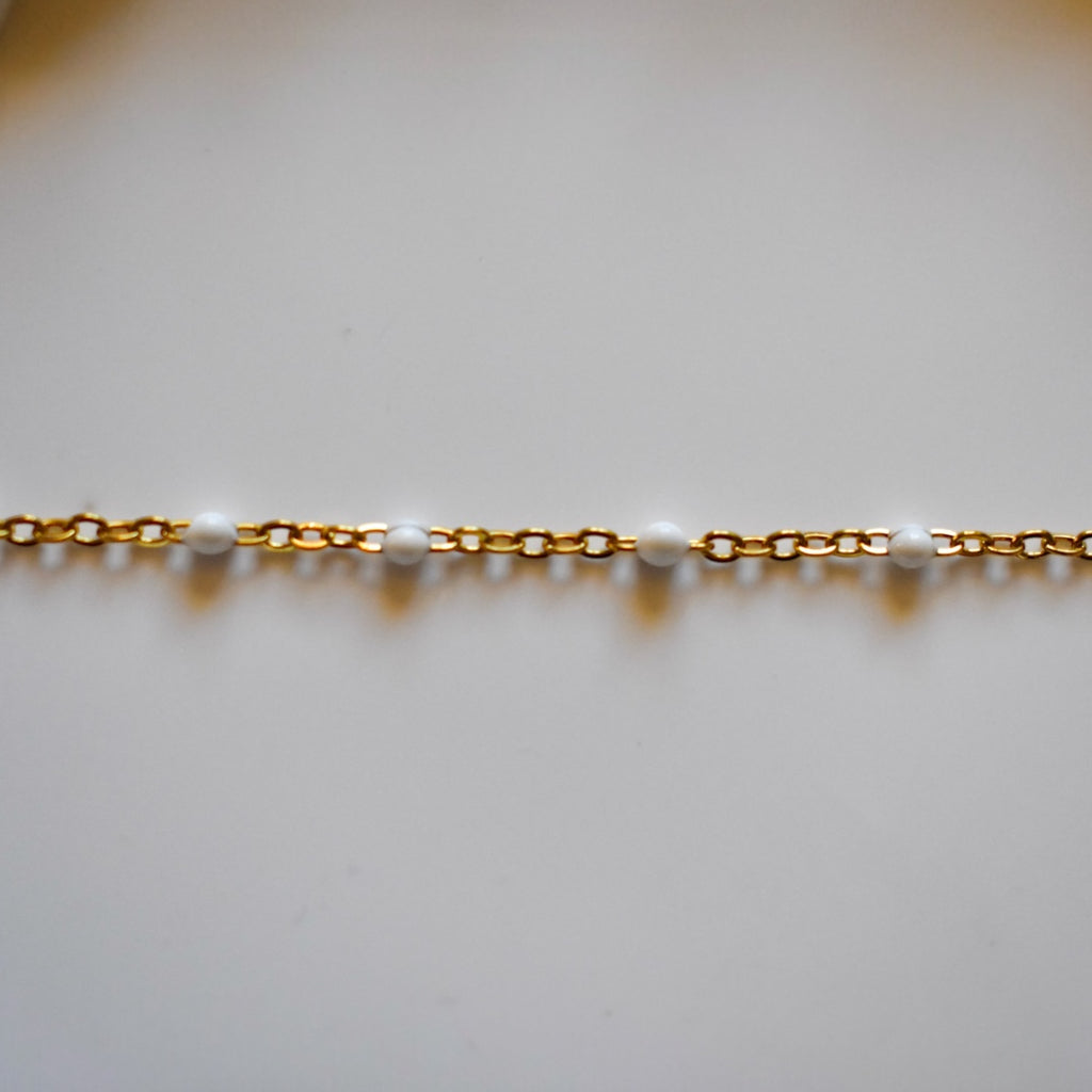 chaîne perles blanches - Acier inoxydable